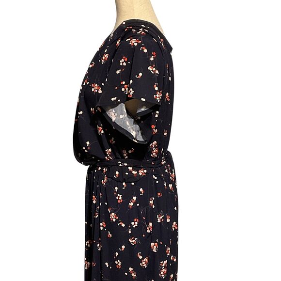 Kaileigh Faux Wrap V-neck Midi Dress 3X Floral - Picture 9 of 11